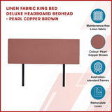 NNEDSZ Linen Fabric King Bed Deluxe Headboard Bedhead - Pearl Copper Brown