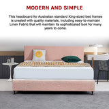 NNEDSZ Linen Fabric King Bed Deluxe Headboard Bedhead - Pale Pink