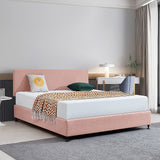 NNEDSZ Linen Fabric King Bed Deluxe Headboard Bedhead - Pale Pink