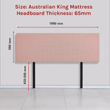 NNEDSZ Linen Fabric King Bed Deluxe Headboard Bedhead - Pale Pink