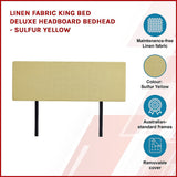 NNEDSZ Linen Fabric King Bed Deluxe Headboard Bedhead - Sulfur Yellow