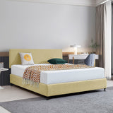 NNEDSZ Linen Fabric King Bed Deluxe Headboard Bedhead - Sulfur Yellow