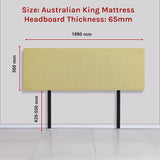 NNEDSZ Linen Fabric King Bed Deluxe Headboard Bedhead - Sulfur Yellow