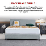 NNEDSZ Linen Fabric King Bed Deluxe Headboard Bedhead - Stone Grey