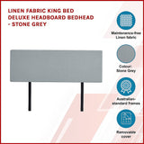 NNEDSZ Linen Fabric King Bed Deluxe Headboard Bedhead - Stone Grey