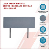 NNEDSZ Linen Fabric King Bed Deluxe Headboard Bedhead - Berlin Blue