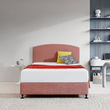 NNEDSZ Linen Fabric Double Bed Curved Headboard Bedhead - Pearl Copper Brown