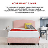 NNEDSZ Linen Fabric Double Bed Curved Headboard Bedhead - Pale Pink