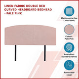 NNEDSZ Linen Fabric Double Bed Curved Headboard Bedhead - Pale Pink