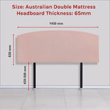 NNEDSZ Linen Fabric Double Bed Curved Headboard Bedhead - Pale Pink