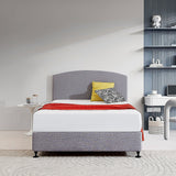 NNEDSZ Linen Fabric Double Bed Curved Headboard Bedhead - Slate Ash