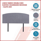 NNEDSZ Linen Fabric Double Bed Curved Headboard Bedhead - Slate Ash