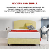 NNEDSZ Linen Fabric Double Bed Curved Headboard Bedhead - Sulfur Yellow