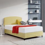 NNEDSZ Linen Fabric Double Bed Curved Headboard Bedhead - Sulfur Yellow