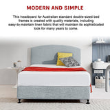 NNEDSZ Linen Fabric Double Bed Curved Headboard Bedhead - Stone Grey