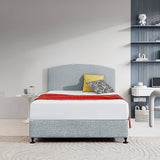 NNEDSZ Linen Fabric Double Bed Curved Headboard Bedhead - Stone Grey
