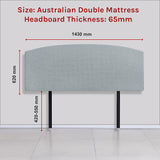 NNEDSZ Linen Fabric Double Bed Curved Headboard Bedhead - Stone Grey