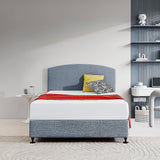 NNEDSZ Linen Fabric Double Bed Curved Headboard Bedhead - Berlin Blue