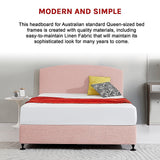 NNEDSZ Linen Fabric Queen Bed Curved Headboard Bedhead - Pale Pink