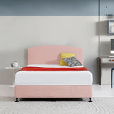 NNEDSZ Linen Fabric Queen Bed Curved Headboard Bedhead - Pale Pink