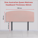 NNEDSZ Linen Fabric Queen Bed Curved Headboard Bedhead - Pale Pink