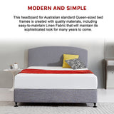 NNEDSZ Linen Fabric Queen Bed Curved Headboard Bedhead - Slate Ash