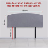 NNEDSZ Linen Fabric Queen Bed Curved Headboard Bedhead - Slate Ash