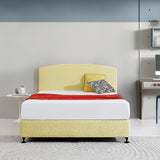 NNEDSZ Linen Fabric Queen Bed Curved Headboard Bedhead - Sulfur Yellow