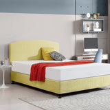 NNEDSZ Linen Fabric Queen Bed Curved Headboard Bedhead - Sulfur Yellow