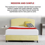 NNEDSZ Linen Fabric Queen Bed Curved Headboard Bedhead - Sulfur Yellow