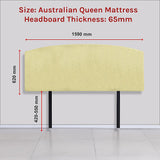 NNEDSZ Linen Fabric Queen Bed Curved Headboard Bedhead - Sulfur Yellow