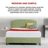 NNEDSZ Linen Fabric Queen Bed Curved Headboard Bedhead - Olive Green