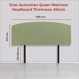 NNEDSZ Linen Fabric Queen Bed Curved Headboard Bedhead - Olive Green