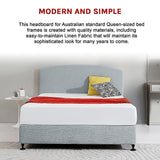 NNEDSZ Linen Fabric Queen Bed Curved Headboard Bedhead - Stone Grey