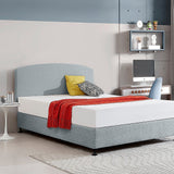 NNEDSZ Linen Fabric Queen Bed Curved Headboard Bedhead - Stone Grey