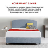 NNEDSZ Linen Fabric Queen Bed Curved Headboard Bedhead - Berlin Blue