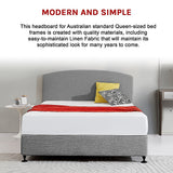 NNEDSZ Linen Fabric Queen Bed Curved Headboard Bedhead - Night Ash