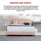 NNEDSZ Linen Fabric King Bed Curved Headboard Bedhead - Pale Pink