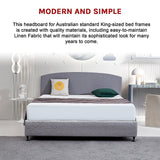 NNEDSZ Linen Fabric King Bed Curved Headboard Bedhead - Slate Ash