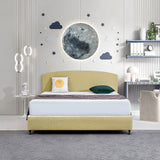 NNEDSZ Linen Fabric King Bed Curved Headboard Bedhead - Sulfur Yellow