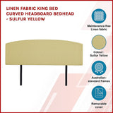NNEDSZ Linen Fabric King Bed Curved Headboard Bedhead - Sulfur Yellow