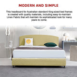 NNEDSZ Linen Fabric King Bed Curved Headboard Bedhead - Sulfur Yellow