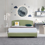 NNEDSZ Linen Fabric King Bed Curved Headboard Bedhead - Olive Green