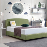 NNEDSZ Linen Fabric King Bed Curved Headboard Bedhead - Olive Green