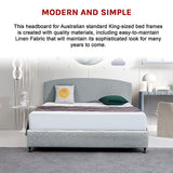 NNEDSZ Linen Fabric King Bed Curved Headboard Bedhead - Stone Grey