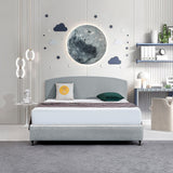 NNEDSZ Linen Fabric King Bed Curved Headboard Bedhead - Stone Grey