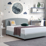 NNEDSZ Linen Fabric King Bed Curved Headboard Bedhead - Stone Grey