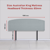 NNEDSZ Linen Fabric King Bed Curved Headboard Bedhead - Stone Grey