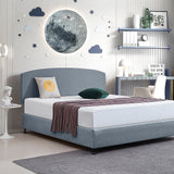 NNEDSZ Linen Fabric King Bed Curved Headboard Bedhead - Berlin Blue