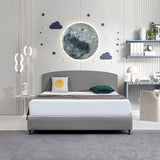 NNEDSZ Linen Fabric King Bed Curved Headboard Bedhead - Night Ash